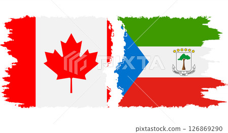 Equatorial Guinea and Canada grunge flags connection vector 126869290