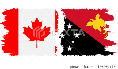 Papua New Guinea and Canada grunge flags connection vector 126869317