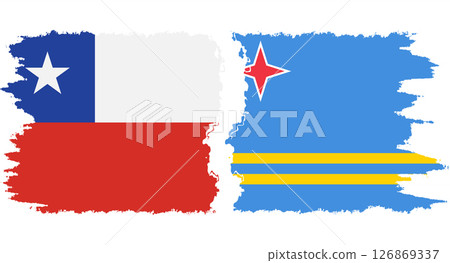 Aruba and Chile grunge flags connection vector Aruba and Chile grunge flags connection vector 126869337