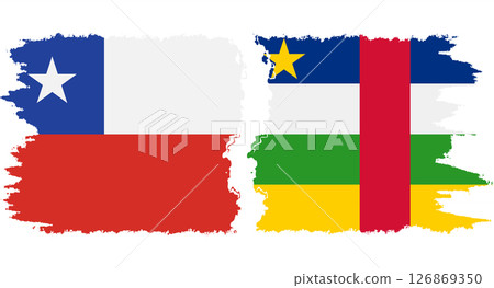 Central African Republic and Chile grunge flags connection vecto 126869350