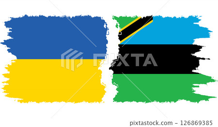 Zanzibar and Ukraine grunge flags connection vector 126869385
