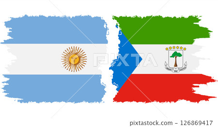 Equatorial Guinea and Argentina grunge flags connection vector 126869417