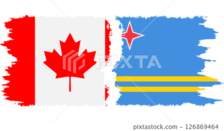 Aruba and Canada grunge flags connection vector Aruba and Canada grunge flags connection vector 126869464