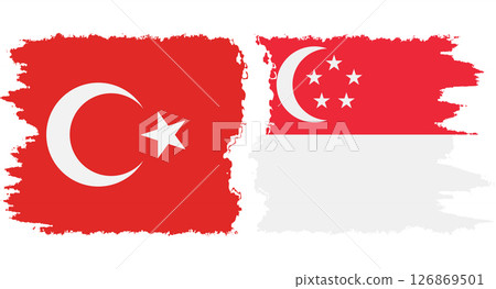 Singapore and Turkey grunge flags connection vector Singapore and Turkey grunge flags connection vector 126869501