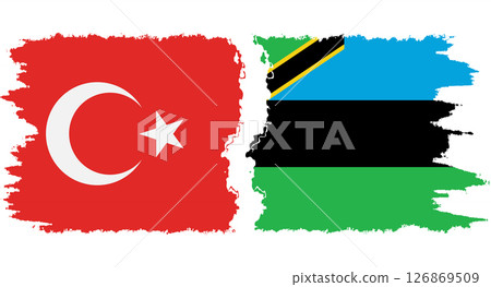 Zanzibar and Turkey grunge flags connection vector Zanzibar and Turkey grunge flags connection vector 126869509
