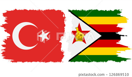 Zimbabwe and Turkey grunge flags connection vector 126869510