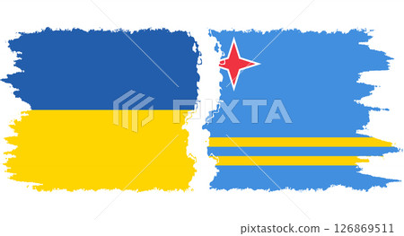 Aruba and Ukraine grunge flags connection vector Aruba and Ukraine grunge flags connection vector 126869511