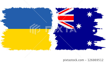 Australia and Ukraine grunge flags connection vector 126869512