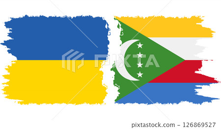 Comoros and Ukraine grunge flags connection vector Comoros and Ukraine grunge flags connection vector 126869527