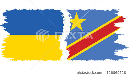 Congo - Kinshasa and Ukraine grunge flags connection vector Congo - Kinshasa and Ukraine grunge flags connection vector 126869528