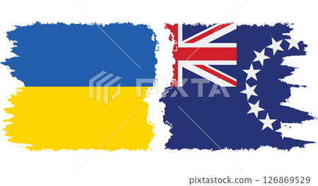 Cook Islands and Ukraine grunge flags connection vector Cook Islands and Ukraine grunge flags connection vector 126869529
