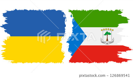 Equatorial Guinea and Ukraine grunge flags connection vector 126869541