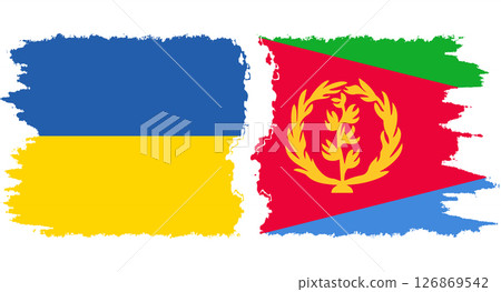 Eritrea and Ukraine grunge flags connection vector 126869542
