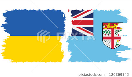 Fiji and Ukraine grunge flags connection vector Fiji and Ukraine grunge flags connection vector 126869543