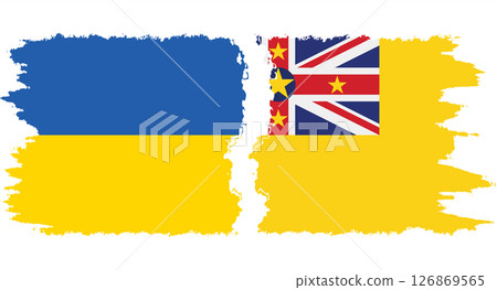 Niue and Ukraine grunge flags connection vector 126869565