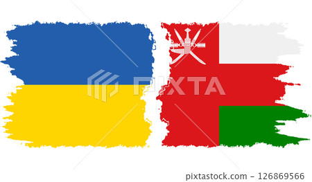 Oman and Ukraine grunge flags connection vector Oman and Ukraine grunge flags connection vector 126869566