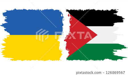 Palestine and Ukraine grunge flags connection vector 126869567