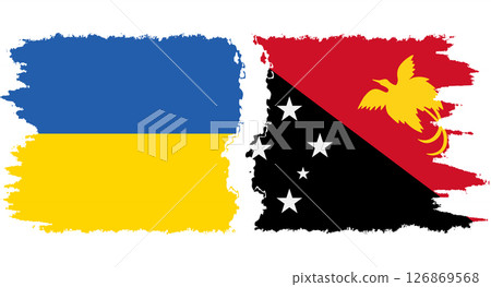 Papua New Guinea and Ukraine grunge flags connection vector Papua New Guinea and Ukraine grunge flags connection vector 126869568