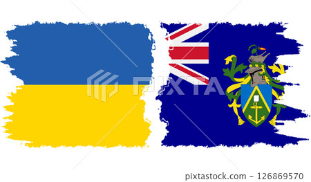Pitcairn Islands and Ukraine grunge flags connection vector 126869570