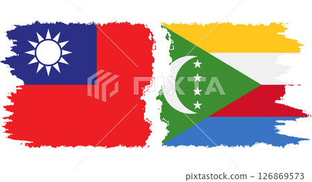 Comoros and Taiwan grunge flags connection vector 126869573
