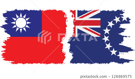 Cook Islands and Taiwan grunge flags connection vector 126869575