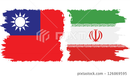 Iran and Taiwan grunge flags connection vector 126869595