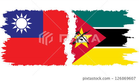 Mozambique and Taiwan grunge flags connection vector Mozambique and Taiwan grunge flags connection vector 126869607