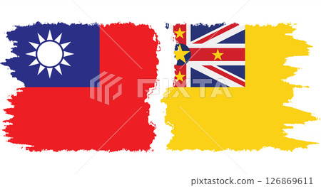 Niue and Taiwan grunge flags connection vector 126869611