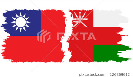 Oman and Taiwan grunge flags connection vector Oman and Taiwan grunge flags connection vector 126869612