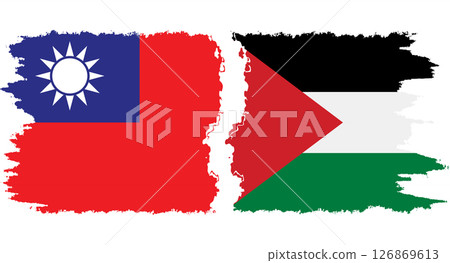Palestine and Taiwan grunge flags connection vector 126869613