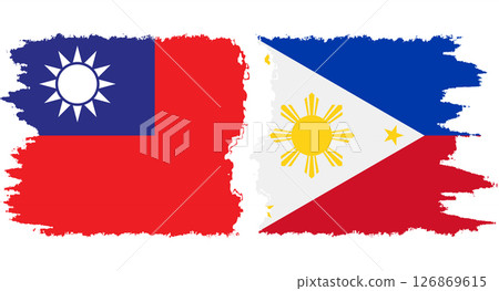 Philippines and Taiwan grunge flags connection vector 126869615