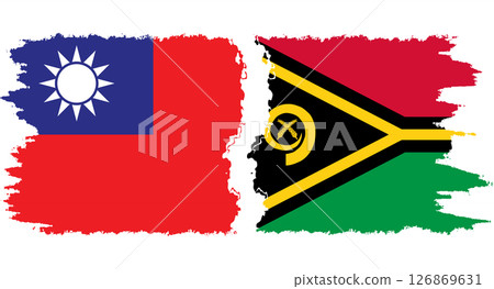 Vanuatu and Taiwan grunge flags connection vector Vanuatu and Taiwan grunge flags connection vector 126869631