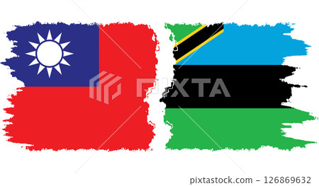 Zanzibar and Taiwan grunge flags connection vector 126869632