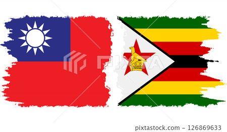 Zimbabwe and Taiwan grunge flags connection vector 126869633