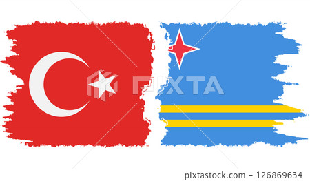 Aruba and Turkey grunge flags connection vector Aruba and Turkey grunge flags connection vector 126869634