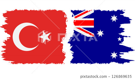 Australia and Turkey grunge flags connection vector 126869635