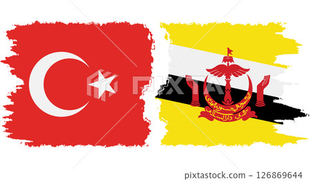 Brunei and Turkey grunge flags connection vector 126869644