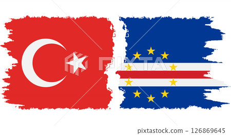 Cape Verde and Turkey grunge flags connection vector 126869645