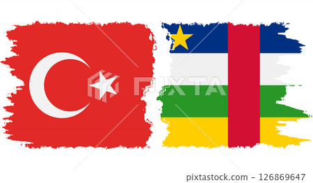 Central African Republic and Turkey grunge flags connection vecto 126869647