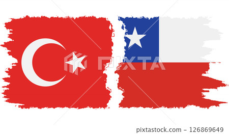 Chile and Turkey grunge flags connection vector Chile and Turkey grunge flags connection vector 126869649