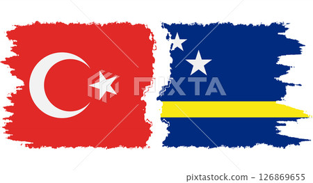 Curacao and Turkey grunge flags connection vector 126869655