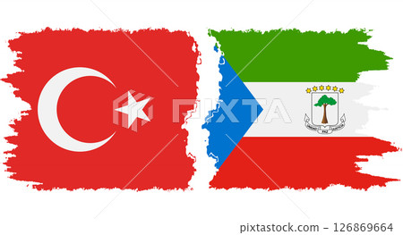 Equatorial Guinea and Turkey grunge flags connection vector 126869664