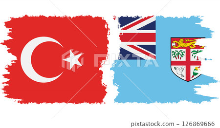 Fiji and Turkey grunge flags connection vector 126869666