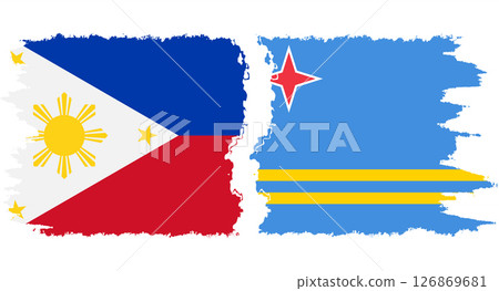 Aruba and Philippines grunge flags connection vector 126869681