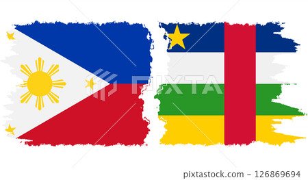 Central African Republic and Philippines grunge flags connection vecto 126869694