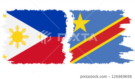 Congo - Kinshasa and Philippines grunge flags connection vector 126869698