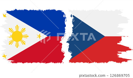 Czech and Philippines grunge flags connection vector 126869705