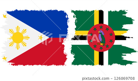 Dominica and Philippines grunge flags connection vector Dominica and Philippines grunge flags connection vector 126869708