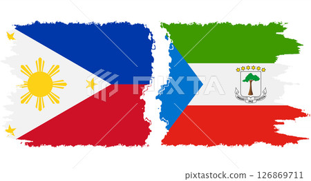 Equatorial Guinea and Philippines grunge flags connection vector 126869711