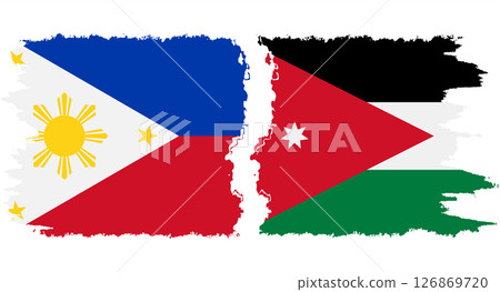 Jordan and Philippines grunge flags connection vector 126869720